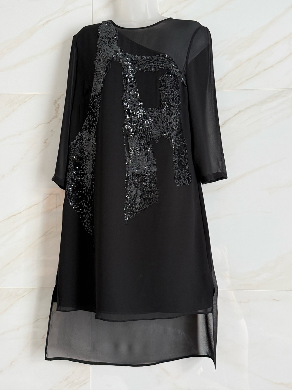 Halston Heritage 100% Silk Sequin Dress Sz 8 EUC